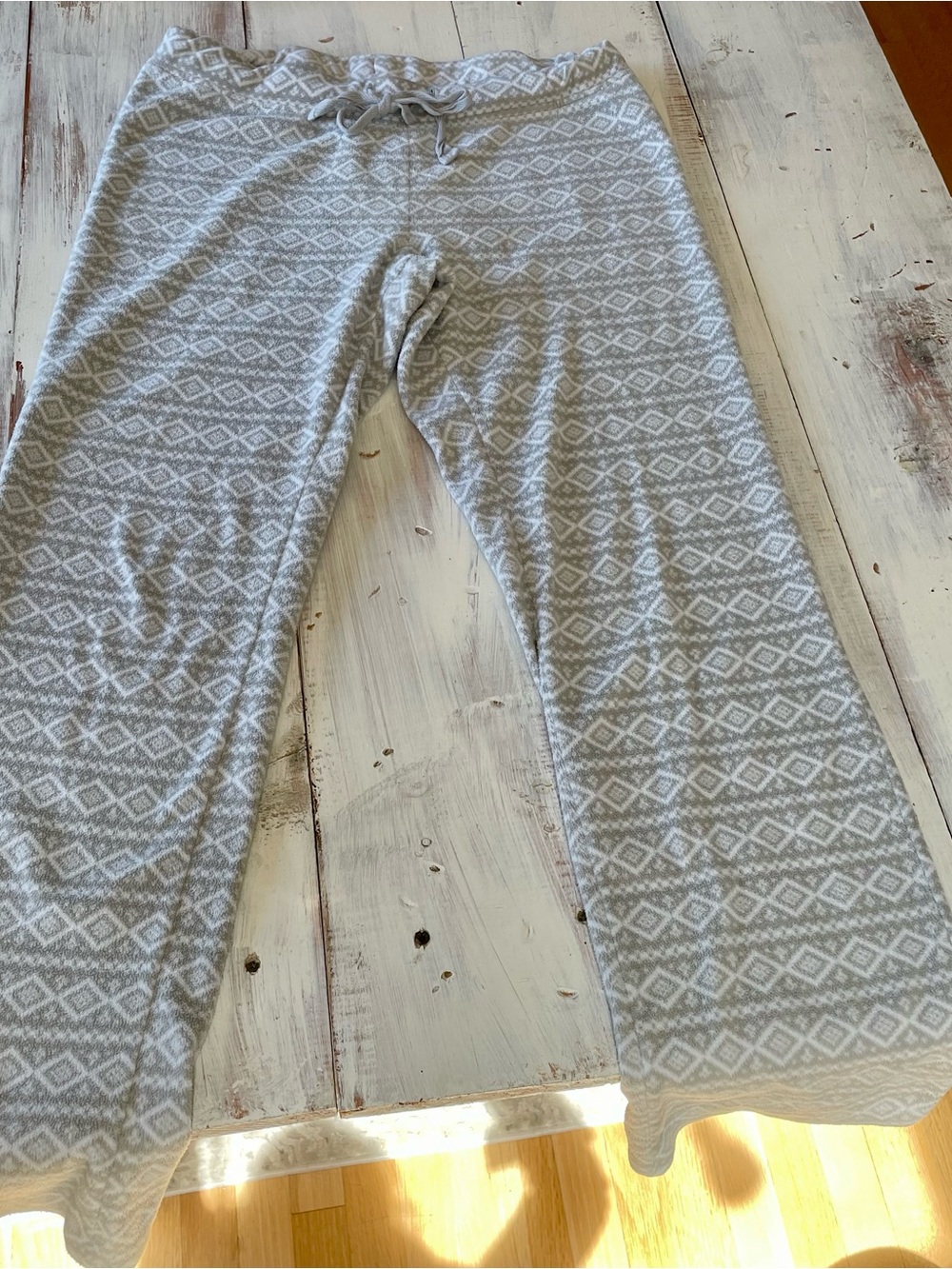 Old Navy Light Gray and White Fleece Lounge Pants
